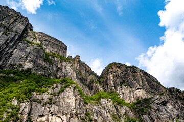 Preikestolen rock in the mountains of Norway. the Fjøds of Norway
