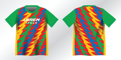 colorful abstract red blue green and yellow background pattern for sport jersey design mockup