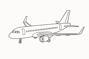 Airplane Line Illustration &ndash; Passenger Aircraft Icon for Travel and Aviation Design