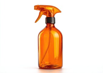 Amber glass spray bottle against white background