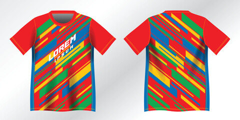 colorful abstract red blue green and yellow background pattern for sport jersey design mockup