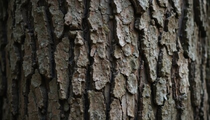 Obraz premium Texture of Tree Bark Showcasing Intricate Patterns and Natural Variations in a Forest Setting