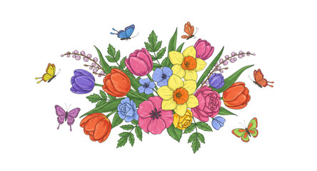 bouquet of colorful tulips