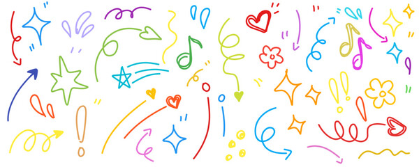 Hand drawn simple elements set. Doodle vector illustration