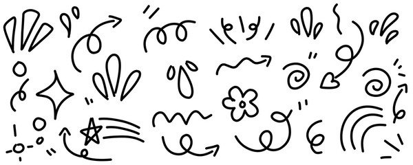 Hand drawn simple elements set. Doodle vector illustration