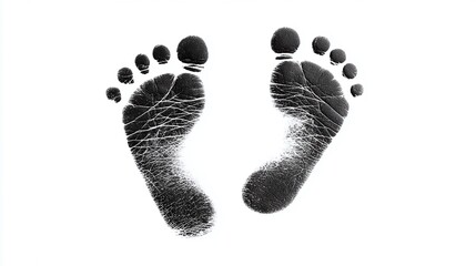 Delicate footprints, a timeless symbol of new beginnings and the beauty of innocence, captured in monochrome on a pure white backdrop. #footprints #newbeginnings