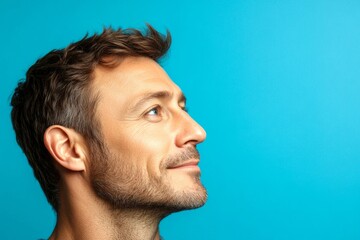 Fototapeta premium Fashionable men's side part haircut - midlife white man with hai