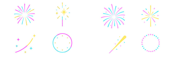 Vibrant abstract celebration elements with fireworks, sparkles, and decorative designs for festive occasions and holiday greetings © icon_art