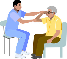 Obraz premium physiotherapist and elderly man