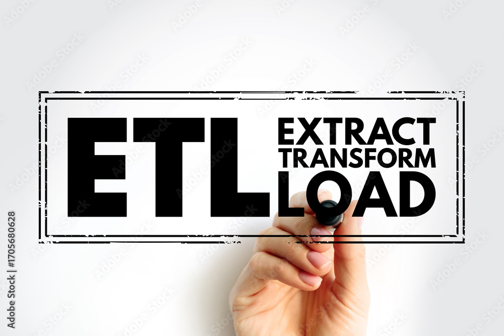 Poster etl - extract transform load is a three-phase process where data is extracted, transformed and loade