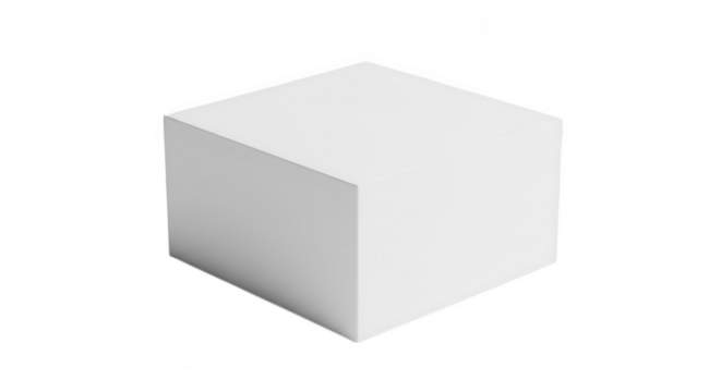 Simple white cube illustration isolated on transparent background