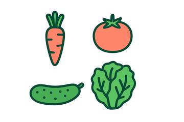 Colorful fresh garden vegetables assortment including carrot, tomato, cucumber, and lettuce for healthy eating and cooking