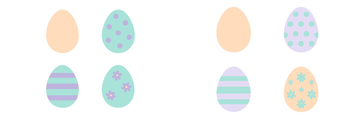 Vibrant pastel Easter eggs with diverse patterns and solid colors for spring holiday designs and celebrations