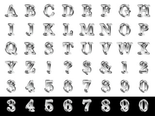 アルファベット、明朝、影2、2銀