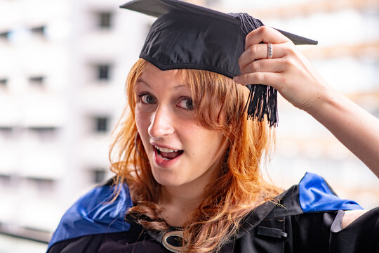 university graduation, student wearing mortarboard hat