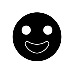 Fototapeta premium Black smiling face with white features on transparent background