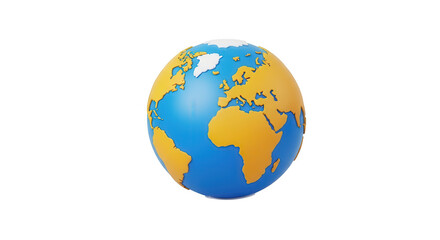 Fototapeta premium Stylized earth globe with continents isolated on transparent background