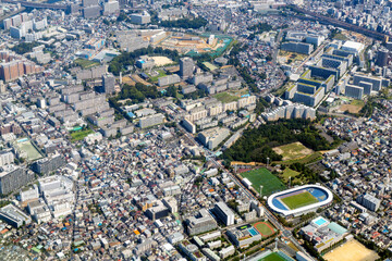 東京都北区西が丘付近を空撮