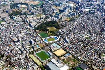 東京都北区西が丘付近を空撮