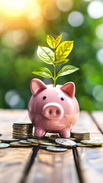 Growing savings money. piggy bank in business strotegy.