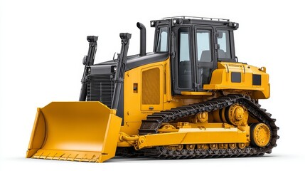 Heavy-duty loader machine in construction site urban environment side view action with loader and lift operations
