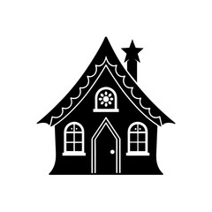 Silhouette of a decorative house design on transparent background