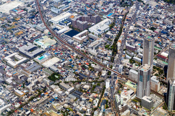 川崎市中原区役所付近を空撮