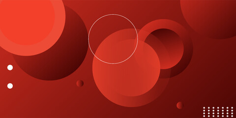 Abstract red background with red circles. Dynamic shapes composition and elements. Modern design in vector illustration