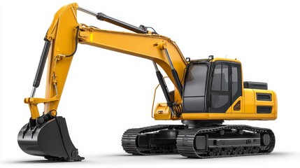 Heavy machine construction work with excavator loader in urban site environment dynamic viewpoint on hydraulic operations