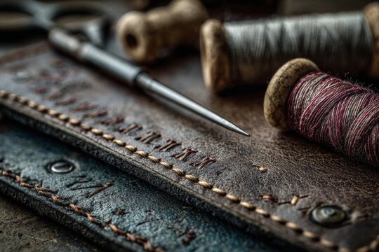 Leather crafting tools and materials showcasing traditional handcrafting techniques