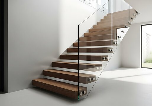 Contemporary floating staircase design with minimalist aesthetics indoors