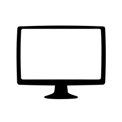 Black and white illustration of a computer monitor or television screen
