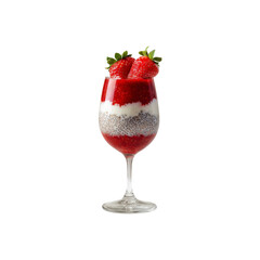 Delicious Layered Strawberry Chia Seed Pudding in Wine Glass