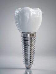 A highly detailed, realistic dental implant on a clean white background. 1