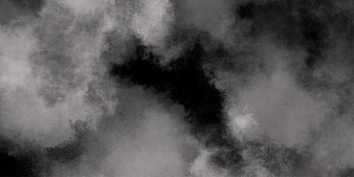 Abstract white and gray isolated cloud cumulus clouds. Gray aquarelle painted realistic fog or mist smoky textured canvas design. White and ash messy wall stucco texture background.
