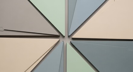 Geometric arrangement of pastel triangles forming a star pattern