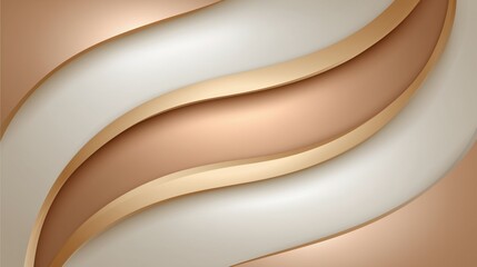 A sleek and modern abstract background with smooth, curved lines in shades of beige and gold. 3