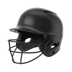 Fototapeta premium Black Baseball Batting Helmet with Face Mask Protection Equipment for Safety and Performance in Sporting Activities