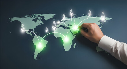Fototapeta premium Global Business Launch, Worldwide Connection