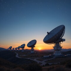 parabolic satellite antenna, satellite antenna, dish antenna, Large-scale satellite antenna, AI Generative