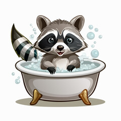 Fototapeta premium Niedlicher Waschbär in einer Badewanne