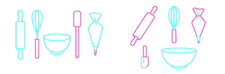 Baking Tools Set: Rolling Pin, Whisk, Bowl, Spatula, Piping Bag Graphics