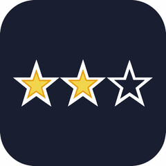 Two out of three stars are illuminated indicating a rating of two stars on a dark background