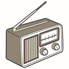 Vintage retro radio with a telescopic antenna and tuning dial isolated on a white background vector illustration