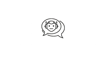 Chatbot in speech bubble line art isolated on transparent background