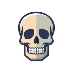 Obraz premium Cartoon skull illustration with a dark outline and stylized shading, ideal for design.