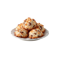 Delicious Coconut Macaroons with Chocolate Chips on a White Plate