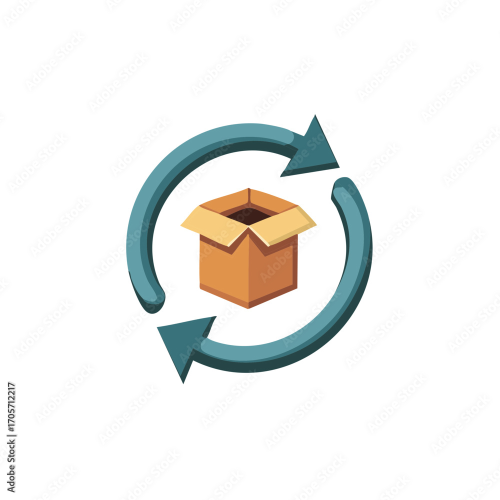 Aufkleber shipping box with arrows icon symbolizing delivery return process or recycling loop