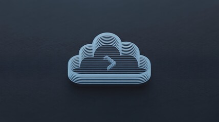 Close-up abstract cloud computing icon, minimal design on dark background.