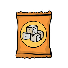 fried tofu snack vector illustration